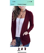 VOIANLIMO Women&#39;s  Casual Long Sleeve Knit Sweaters Cardigan, Burgundy, ... - $18.82