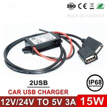 DC 12V/24V to DC 5V 3A 15W Car USB Charger Step Down Voltage Converter P... - €9,25 EUR+
