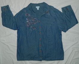 Womens LIZ and ME Brand Blue Denim Jacket or Cover-Up / size 1X / 48x31 - $12.82