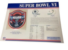 Super Bowl Vi Cowboys Vs Dolphins 1972 Official Sb Nfl Patch Card - $18.69