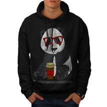 Wellcoda Coffee Happy Panda Mens Hoodie, Hippie Casual Hooded Sweatshirt - £25.95 GBP+