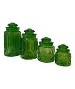 Mid-Century Green Glass Kitchen Cannisters-Set of Four - $325.00