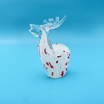 Reindeer Art Glass Figurine white with red spots - $30.74