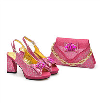 Fashion Set Italian Shoes And Bags With Rhinestones Bridal Lady Purple S... - £74.38 GBP