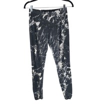 Norma Kamali Interactive Active Leggings Ankle Grips Marble Print Black White S - £30.76 GBP