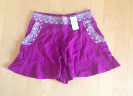 New Hollister Women Embroidered Geo Purple Pocket Smocked Waist Soft Sho... - £15.76 GBP