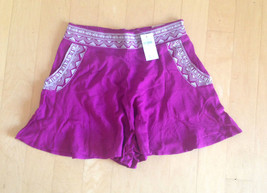 New Hollister Women Embroidered Geo Purple Pocket Smocked Waist Soft Sho... - £15.02 GBP