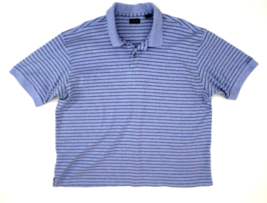 Izod Men&#39;s Polo Shirt XXL Heavy Cotton Baby Blue w Horizontal Stripes - £9.34 GBP