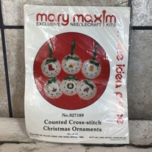 Mary Maxim Set Of 6 Christmas Ornaments Cross Stitch Lace Kit Vintage 27189 Nip - £14.79 GBP