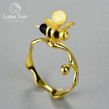 Natural Gemstone 18K Gold Bee and Dripping Honey Rings Real 925 Sterling Silver  - £24.13 GBP