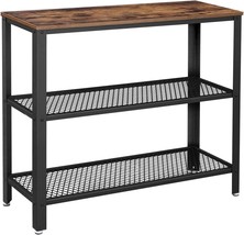Rustic Brown And Black Ulnt81Bx Vasagle 40&quot; Console Table, 3-Tier, Bedroom - £93.48 GBP
