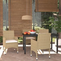  Dining Set Beige Poly Rattan Lightweight Dining Set Rectangular - $614.49