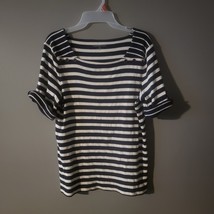 Croft &amp; Barrow Womens Knit Top Shirt Size XL Blue White Stripes Nautical... - £15.85 GBP