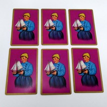 Set of 6 Dutch Boy Holding Sailboat Playing Cards for crafting collage repurpose - £1.80 GBP
