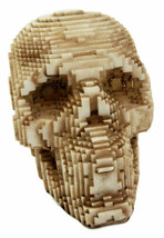 Brown 3D Pixel Skull Figurine 5&quot;L Cubic Voxel Gamer Skull Skeleton Sculpture - £11.98 GBP