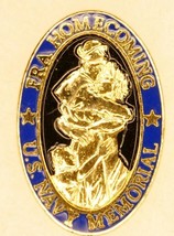 Vintage Mens Jewelry FRA Homecoming US Navy Memorial Gold Blue Enamel La... - $184.34 MXN
