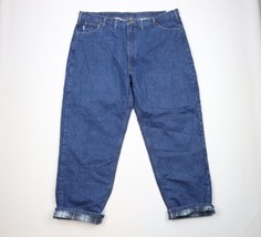 Deadstock Vintage Y2K Carhartt Mens 46x32 Flannel Lined Wide Leg Denim Jeans - £79.28 GBP