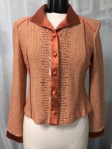 St John Women&#39;s Blazer Apricot Tweed Terracotta Jeweled Glitter Size 4 N... - $593.01