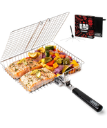 Grill Basket Set, Barbecue BBQ Grilling, Stainless Steel Folding Portabl... - $52.20 CAD