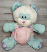 Vintage Dan Dee Nylon Parachute Plush Bear Stuffed Animal Plaid Bowtie Pastel - £14.44 GBP