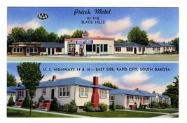 Price&#39;s Motel Postcard Black Hills US Highways 14 &amp; 16  Rapid City South... - $10.89