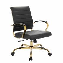 LeisureMod Benmar Modern Mid-Back Adjustable Swivel Leather Office Chair with Go - £205.79 GBP