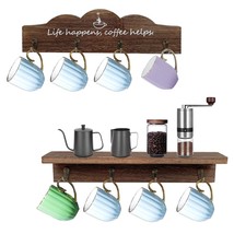 Coffee Cup Holder Set Of 2 Coffee Mug Holders With 8 Sturdy Hooks Coffee Bar Acc - £26.59 GBP