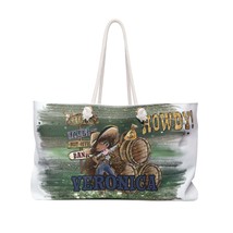 Personalised Weekender Bag, Howdy, Brown Curly Hair - Olive Skin - Brown Eyes - £38.71 GBP