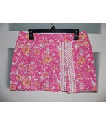 LILLY PULITZER JARVEY SKORT CHUM BUCKET FLORAL FISH CRAB PINK/WHITE LACE... - €32,61 EUR