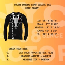Kids Funny Tuxedo Long Sleeve T-Shirt Youth Black Bowtie &amp; Rose - £12.86 GBP+