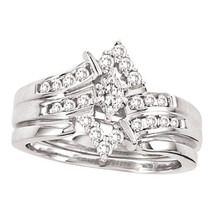14k White Gold Marquise Diamond Bridal Wedding Engagement Ring Band Set 1/2 Ctw - £638.68 GBP
