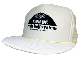 Vintage Dupont Hat Cap Snap Back White Mesh Trucker Fasloc Resin Bolt Nissin - £15.59 GBP
