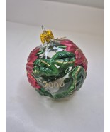 Dillard&#39;s 2000 Christmas Applied Poinsettia On Clear Glass Ball Ornament... - $278.61 MXN
