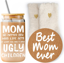 Mothers Day Gifts for Mom -  Funny Mom Mothers Day Gifts, Mom Iced Coffee Glass  - £17.13 GBP