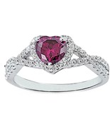Heart Engagement Ring Pink Tourmaline 14K White Gold Ring Setting - $1,235.00