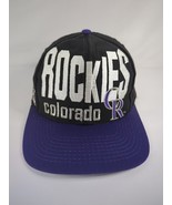 Colorado Rockies Logo 7 Snapback Hat Big Spell Out Vintage - $90.25 CAD