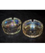 Vintage Pair Of BLENKO Iridescent 4&quot; Pebble Grain Glass Ashtrays - Rainb... - $38.58