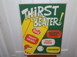 Vintage Hood Thirst Beater Drink Double Sided Store Cardboard Sign - $1,199.48 MXN