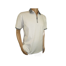 Men Sports Shirt DE-NIKO Short Sleeves Cotton Zipper Polo Shirt DBK104 White image 9