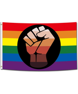 BLM Pride Flag with Black Power Fist (3’X 5’, Poly HD Printing) Perfect ... - £12.07 GBP