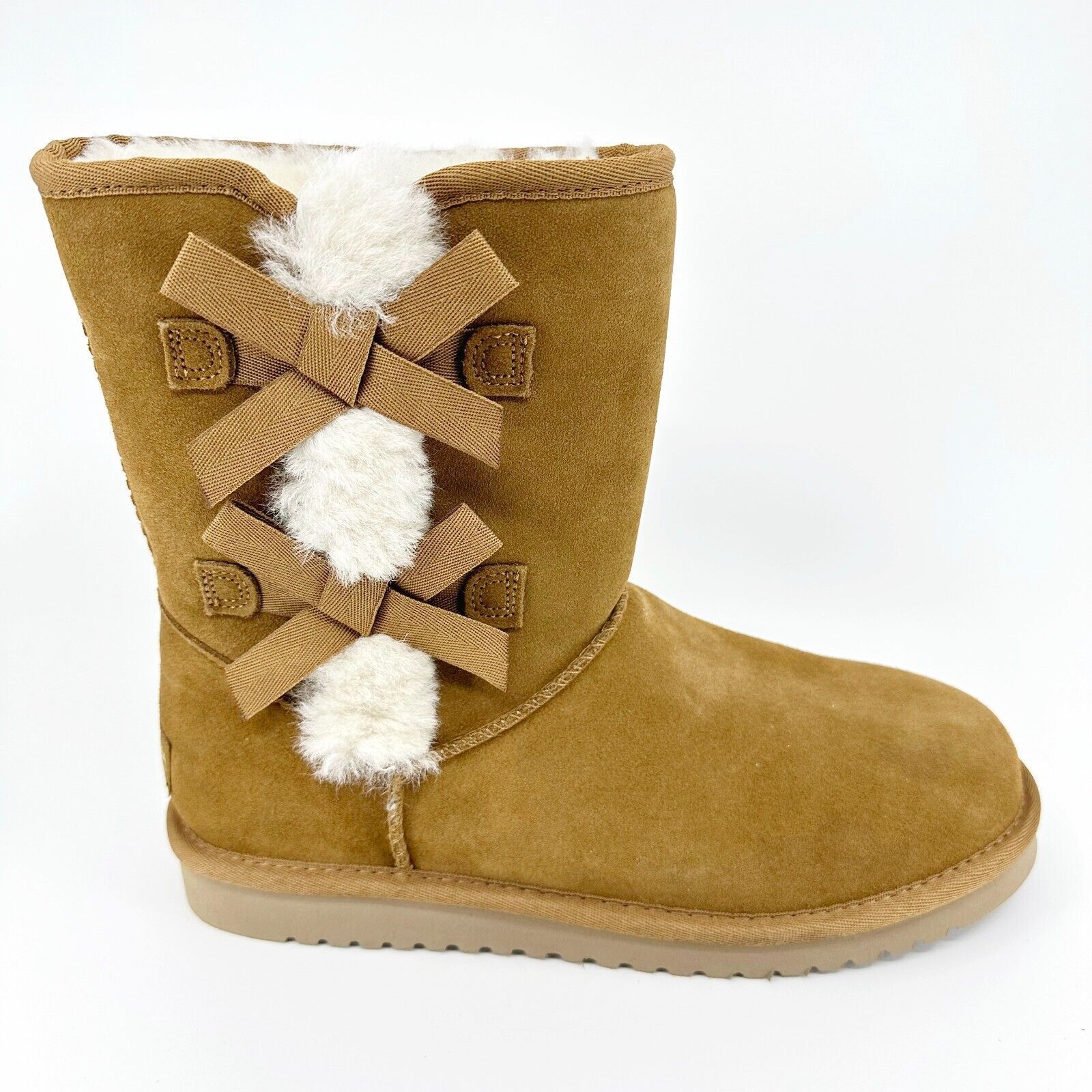 Koolaburra by UGG Womens Victoria Short Chestnut Suede Faux Fur Shearling Boots