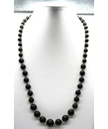Vtg Black Stone &amp; Gold Tone Accent Bead Beaded Princess Length Necklace 23&quot; - $463.92 MXN