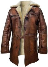 Men&#39;s shearling Real Sheepskin B3 RAF Aviator Flight Black Leather coat - £144.32 GBP