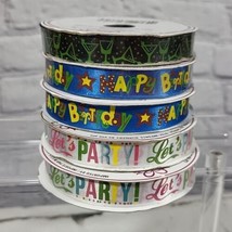 Happy Birthday Party Gift Wrap Ribbon Lot Of 5 By Voila Crafts  - $9.89