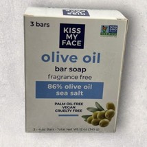 Kiss My Face Olive Oil Fragrance Free Bar Soap 3pk, 4oz Bars 86% Olive Oil - £46.60 GBP