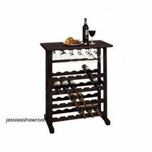 Wine Rack w/Glass Hanger Bottle Holder Storage Wood Espresso Bar Pub Hom... - $1,741.45 MXN
