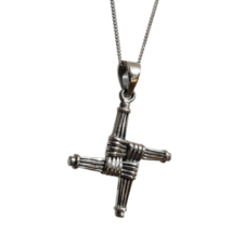 Brigid&#39;s Cross Necklace Pendant 925 Silver Irish Celtic Pagan 20&quot; Chain &amp; Boxed - £41.33 GBP