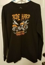 Ride Hard Custom Motorcycles Long Sleeve Mens T Shirt  Sz L Built Fast R... - $12.61