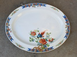 Antique 1916 WOOD &amp; SONS England Bird of Paradise 1916 16&quot; Oval Serving ... - $910.58 MXN