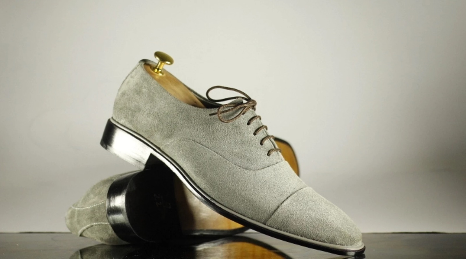 Handmade Men Gray Suede Cap Toe Lace Up Dress Shoes, Men Designer Fashion Shoes